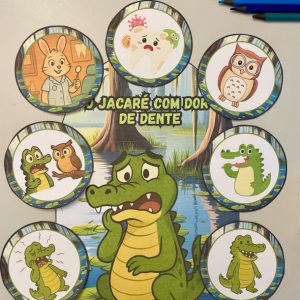 Luva de história Jacaré com dor de dente